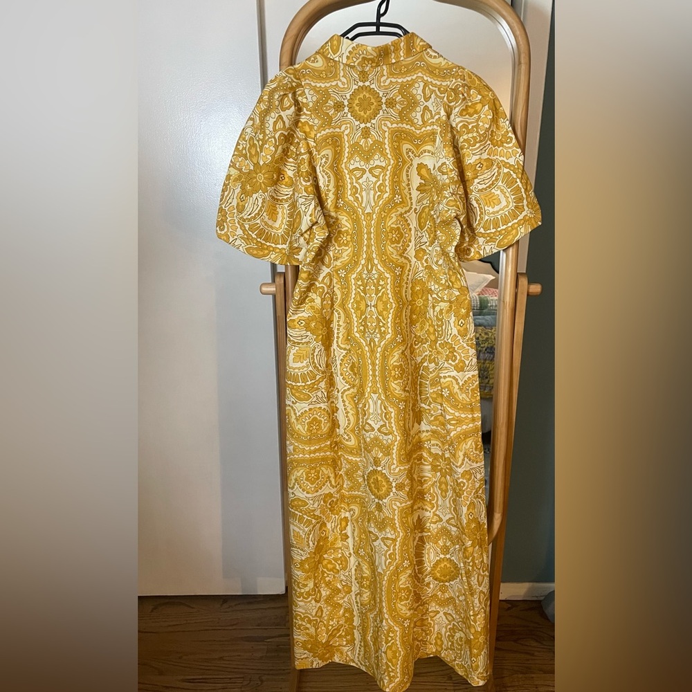 Sezane Etia US 8 in Zini print Yellow Paisley Midi Dress - Picture 2 of 4